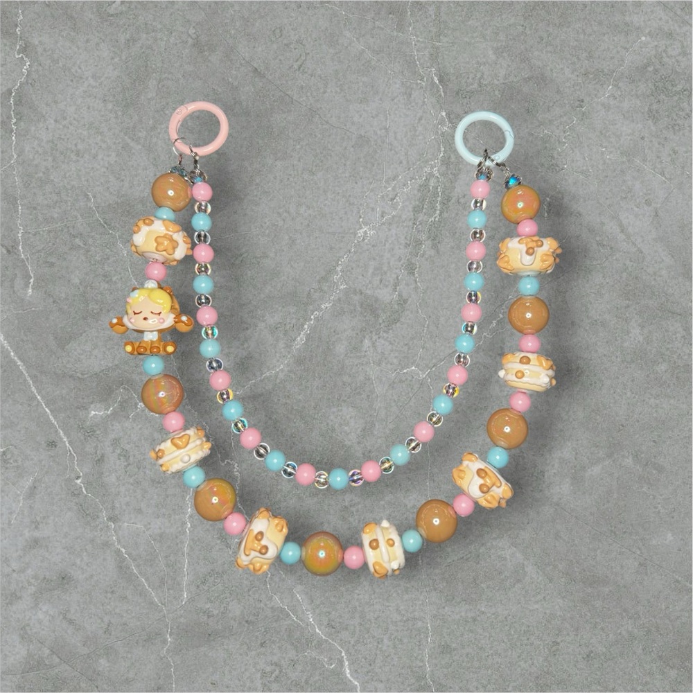 Custom Double Loop Keychain With Hand Painted Sku… - image 1